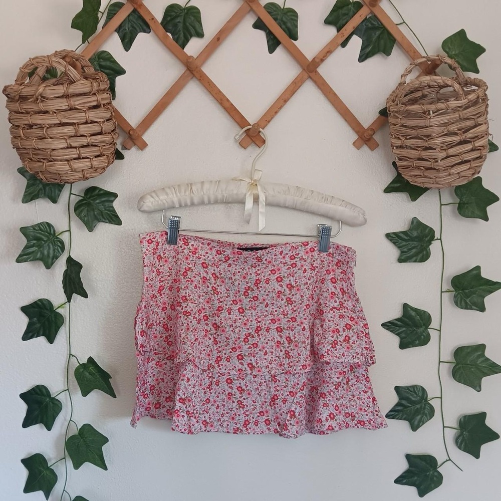 Motel Rocks Pink Floral Mini Skirt
